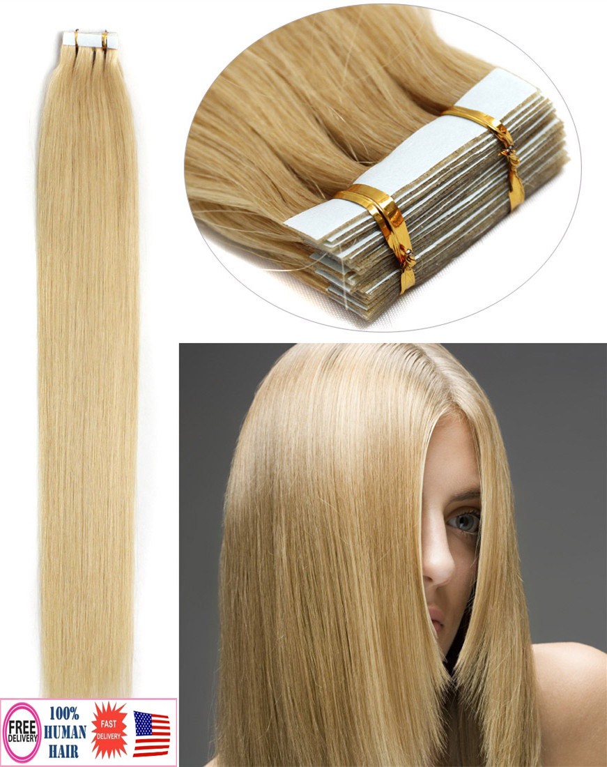 Tape in Hair Extensions Real Human Hair Skin Wefts Remy Brazilian Hair Straight