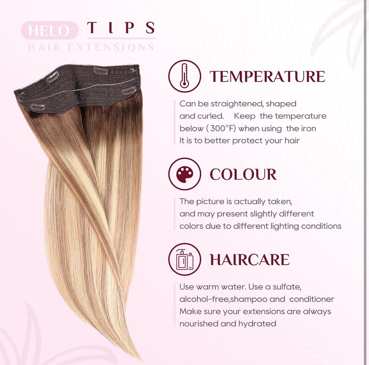 Halo Hair Extensions Dark Brown to Gold Blonde Bleach Blonde 3/8/22 70g 12Inch