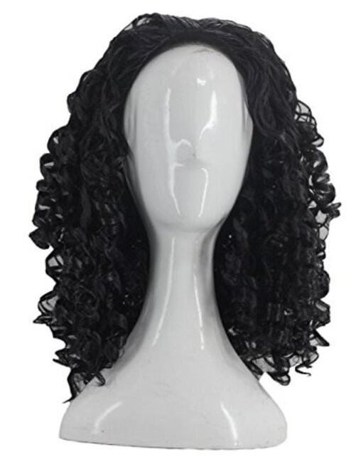 Unisex Wavy Halloween Costume Full Wig Long Dark Brown (Men’s Wig) Black