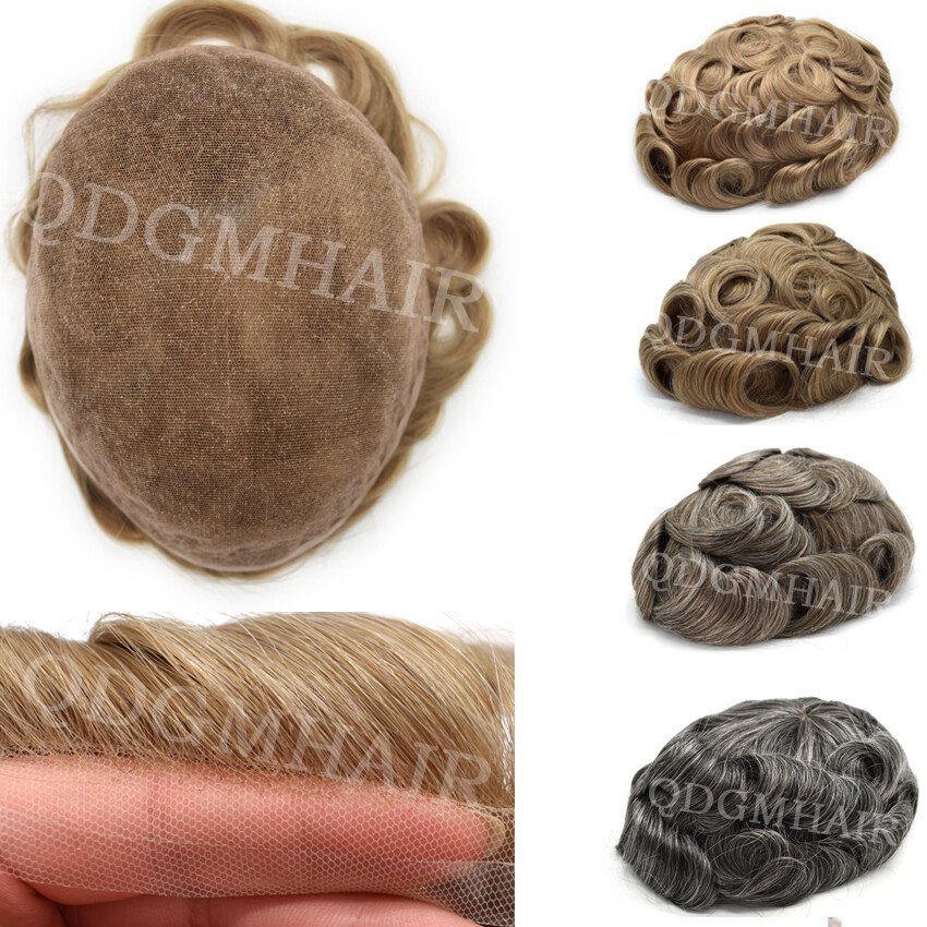Mens Toupee Full French Lace Hairpiece All Lace Hair Replacement System Natural