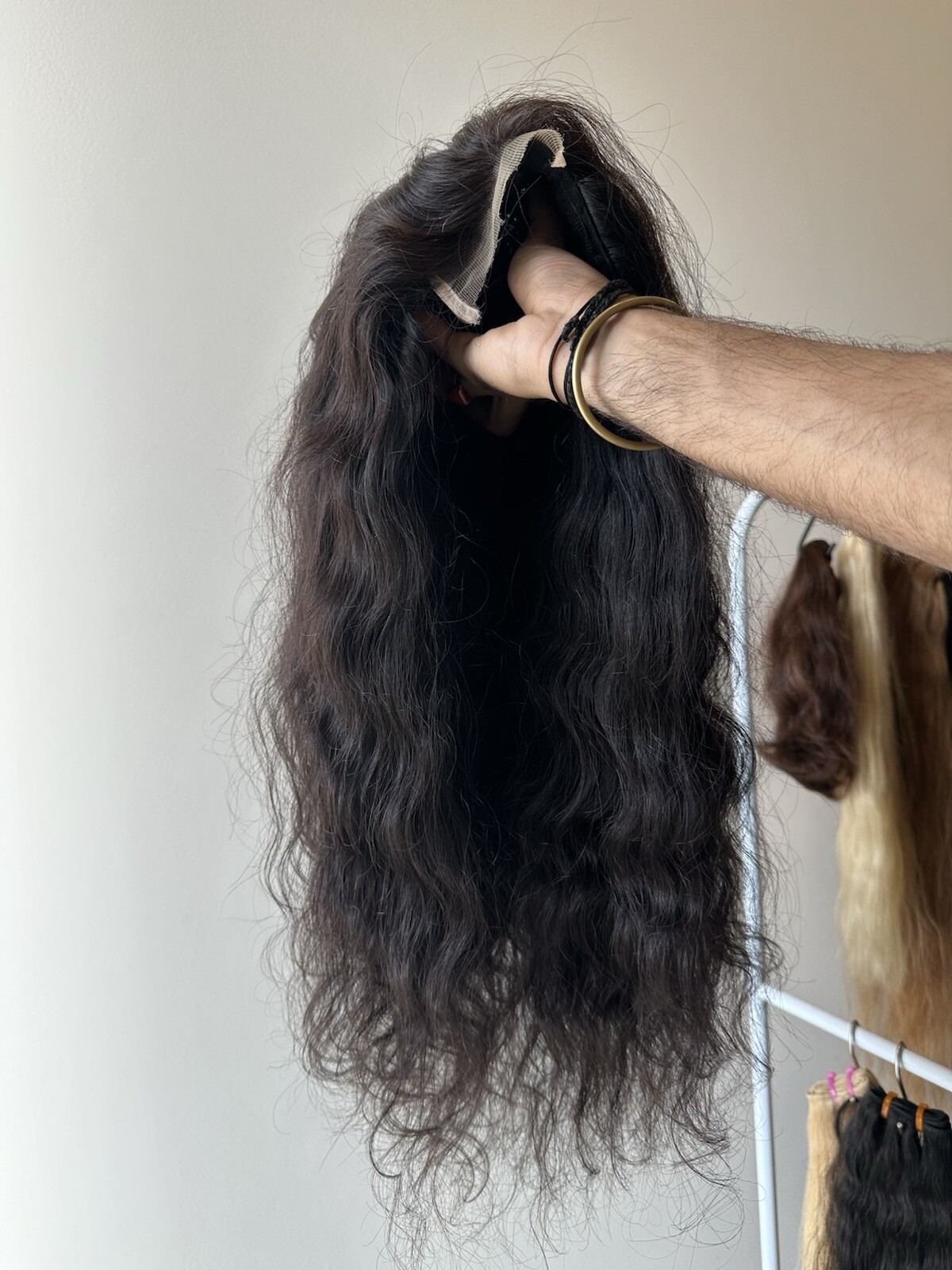 Indian Human Hair Wig Natural Wave Lace Front Wigs Wavy 200% Density
