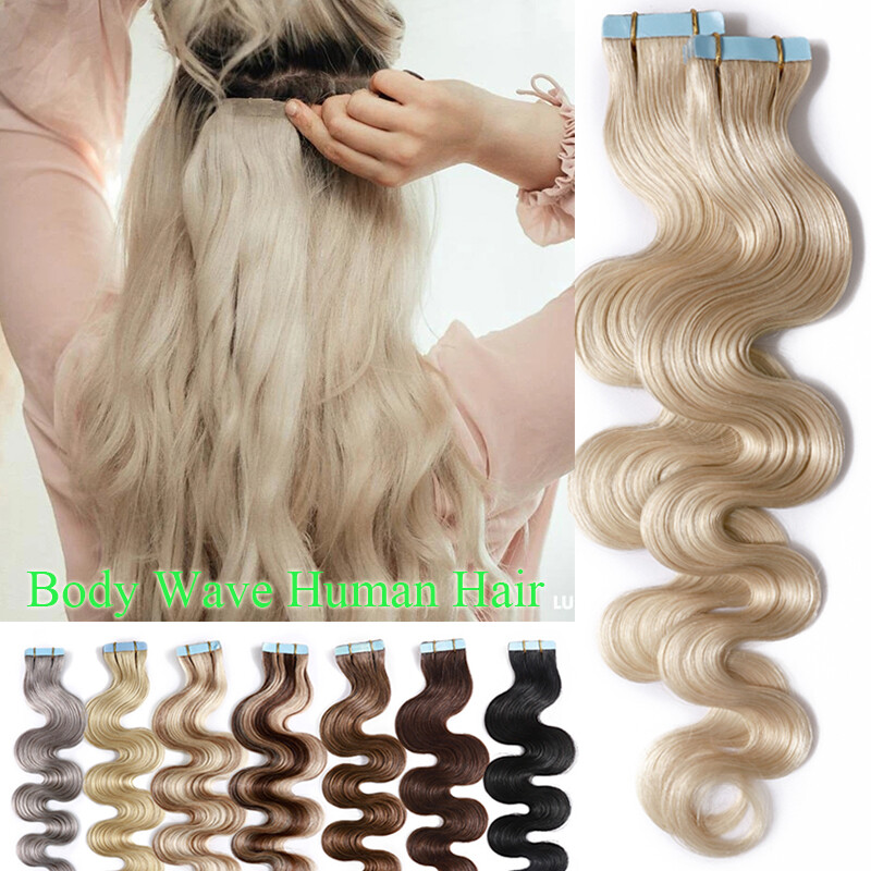 CLEARANCE 100% Remy Remy Tape In Human Hair Extensions Skin Weft Thick Glue AAA+