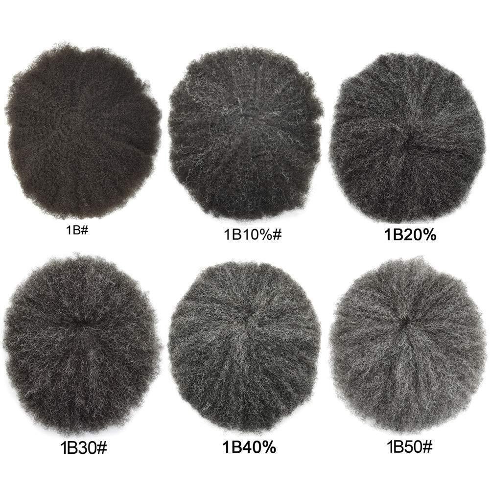 Mens Toupee Afro Curl Full Poly African American Hair System Replacement for Men