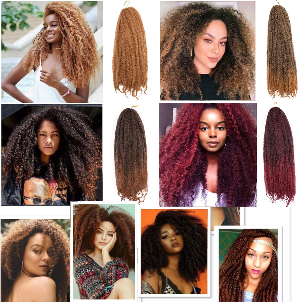 3Pack Ombre Afro Kinky Curly Marley Hair Twist Crochet Braiding Hair Extension