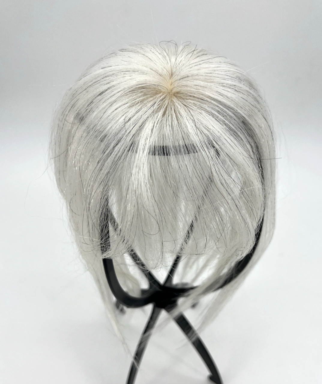 White with Black Strands 100% Human Hair Women Hair Topper
