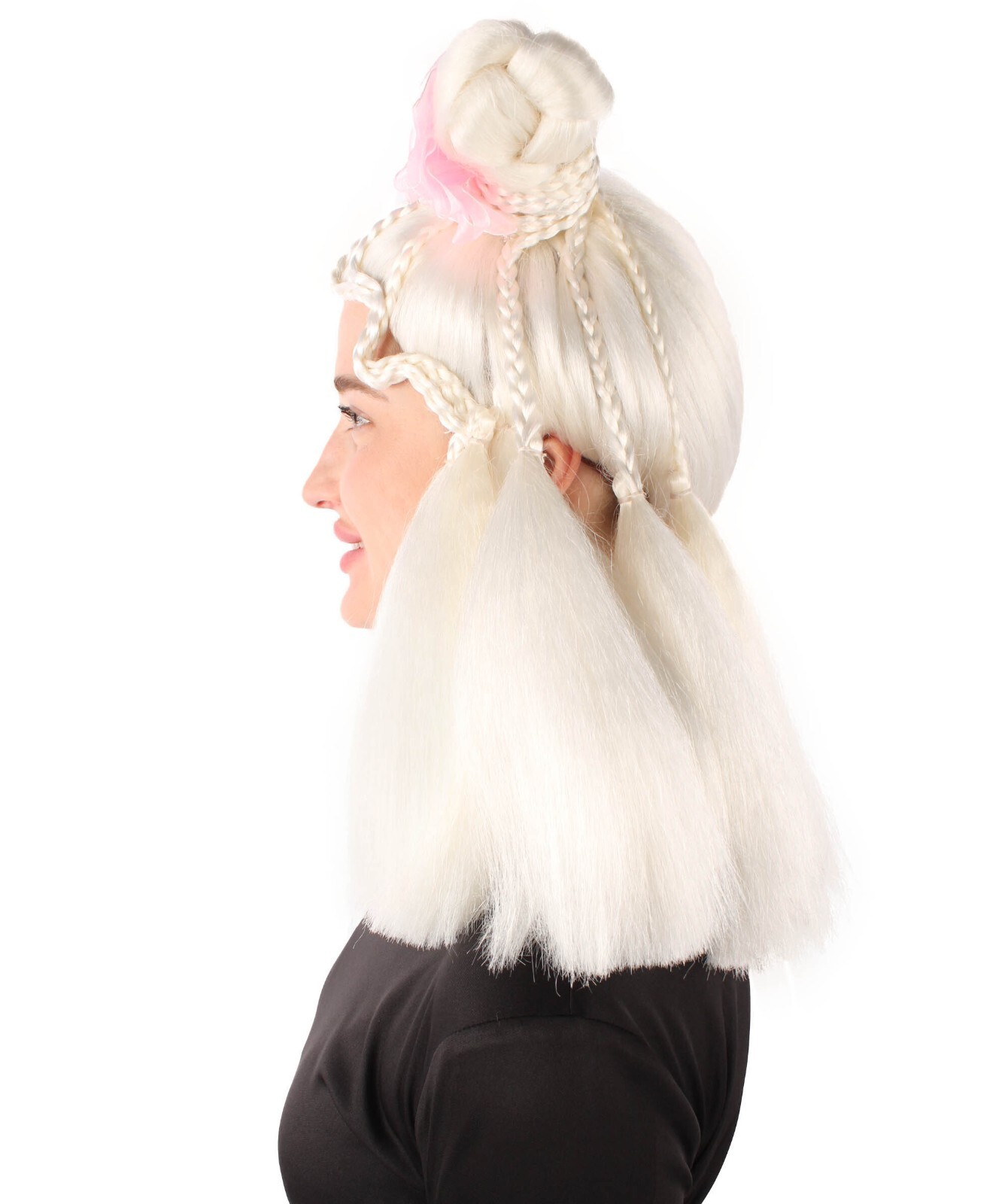 HPO Adult Women’s Sister Doll White Wig, Best for Halloween, Flame-retardant