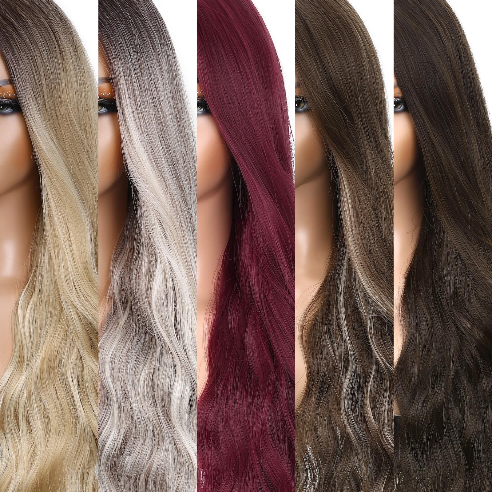 Blonde Wigs Long Ombre Blonde Wavy Hair Middle Part Curly Wavy Wig for Women …