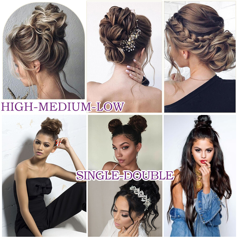 Curly Messy Bun Hair Piece Scrunchie Natural Updo Extensions Real as human THICK