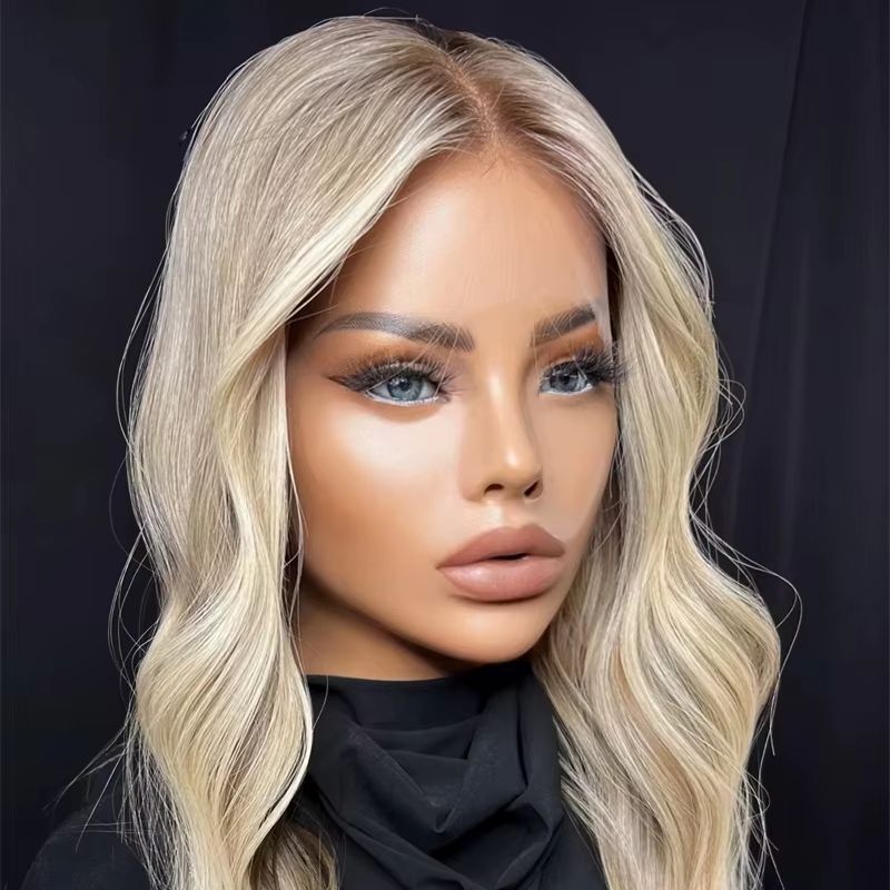 Balayage Blonde Short Body Wave 13×4 Lace Front Wig Remy Human Hair for Women