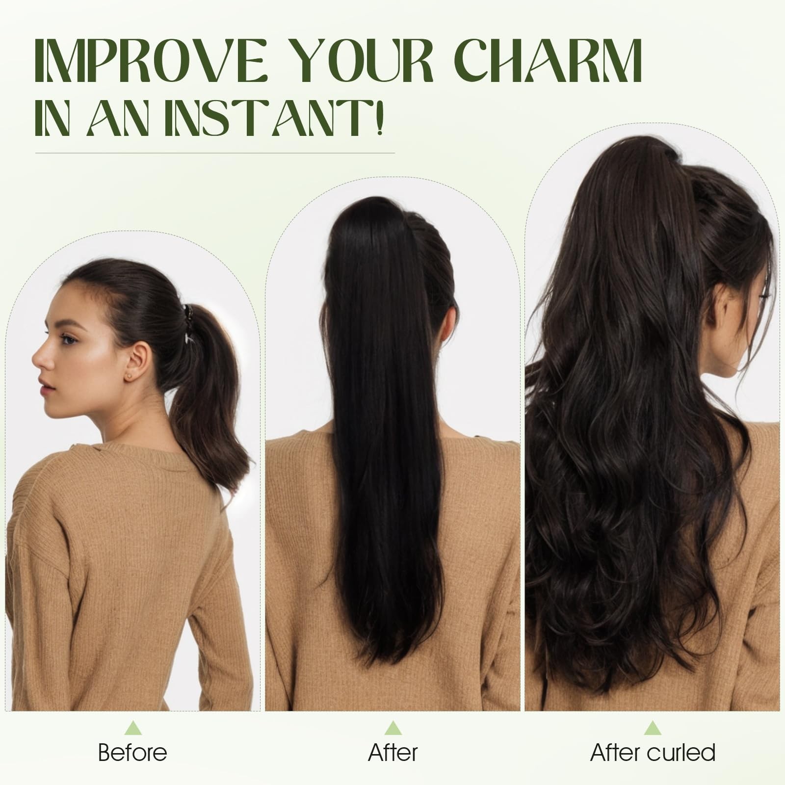 Charites Ponytail Extension 14 Inch Claw Clip Ponytail Extension Human Hair