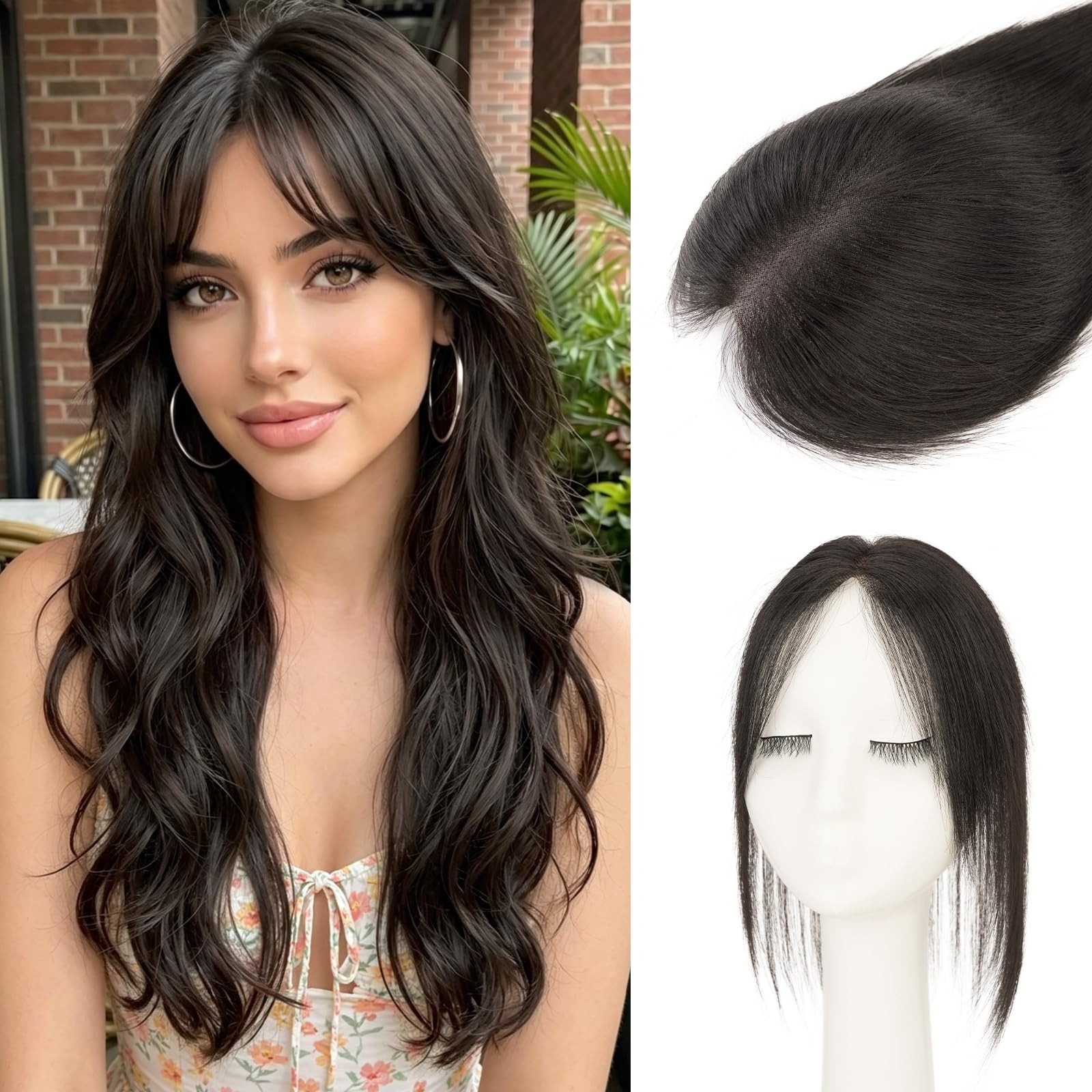 12 Inch Human Hair Topper – Ultra Thin Clip-In Crown Piece for Thinning Gray Hai
