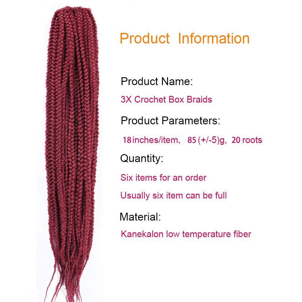 Mayloss 6 Packs/Lot 14/18/24/30 Inch 1Cm 20 Strands/Pack Thin 3X Braid Crochet