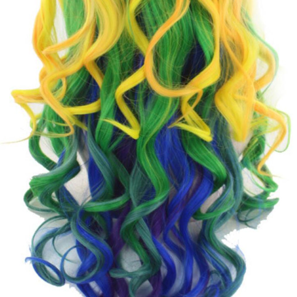 Gradient Color High Temperature Fiber Wig Wavy Curly Hair Wig for Cosplay Party