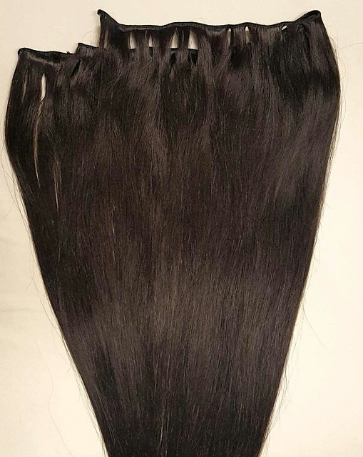 20″ Machine Weft Hair Weave, Sew In,100 grams,Human Hair Extension #1B Off Black