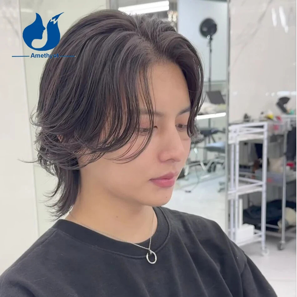 Layered Male 13×6 Lace Front Wig Brazilian Remy Human Hair Mullet Wave For Men