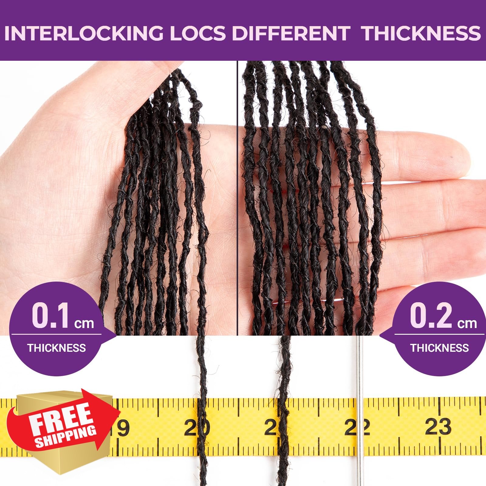 KGRT 0.1cm 10 Inch 30 Strands Locs 1B Sisterlocks Hair