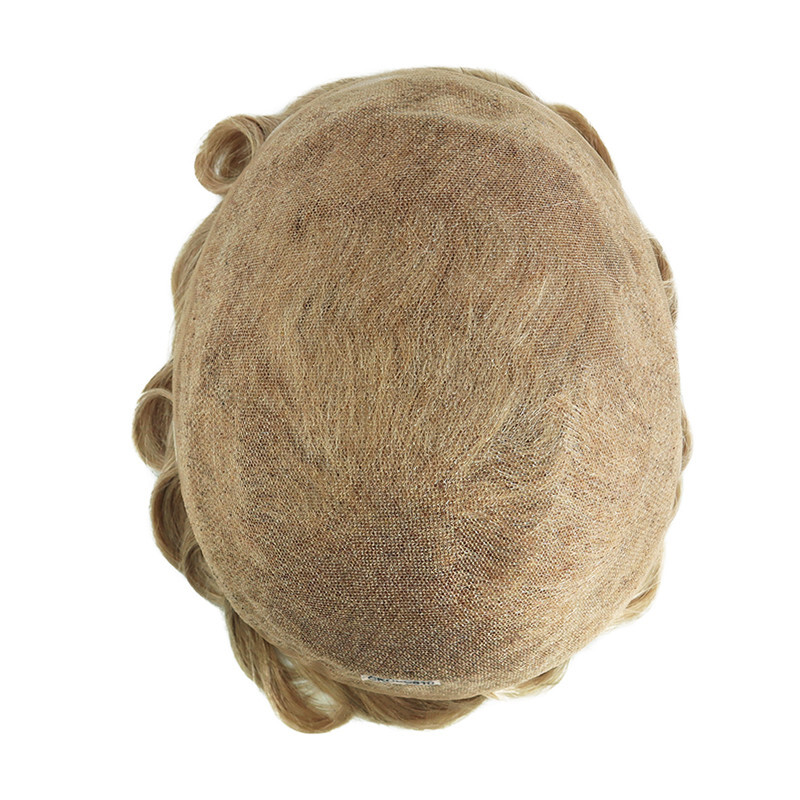 Mens Toupee Human Hair Replacement System Full French Lace Hairpiece #22R