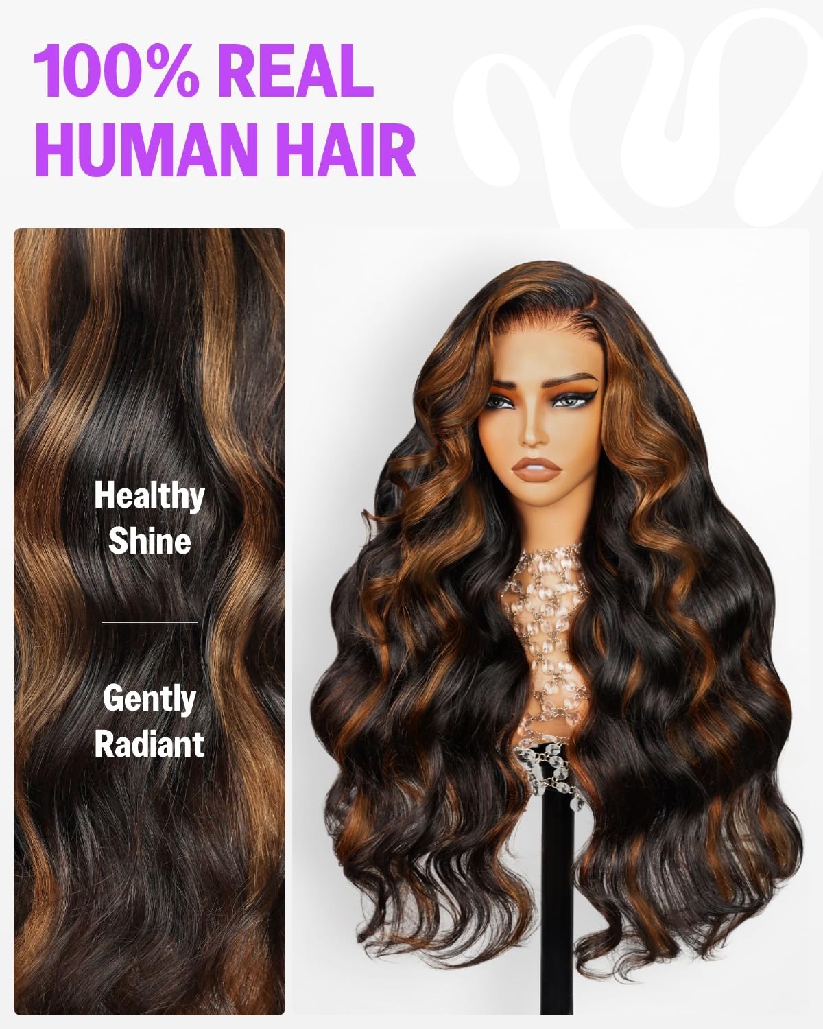 30 Inch Glueless Lace Front Wig – Pre Plucked, Ombre Body Wave, Human Hair Closu