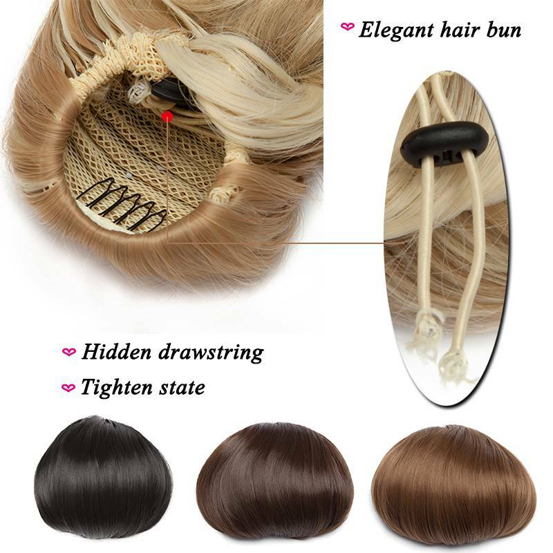 Straight Short Scrunchies as Hepburn Hair Bun Updo Extension Ponytail Hairpiece