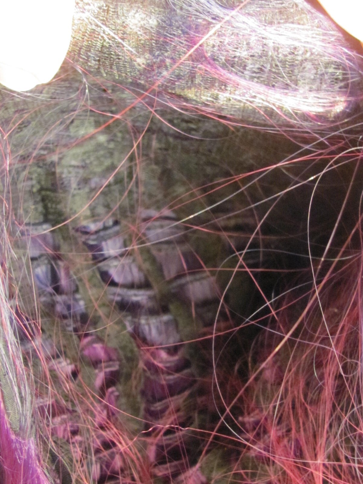 AUSPICIOUS Ladies Long Dark Purple & Bright Pink Tones Wig Slight Wave E393