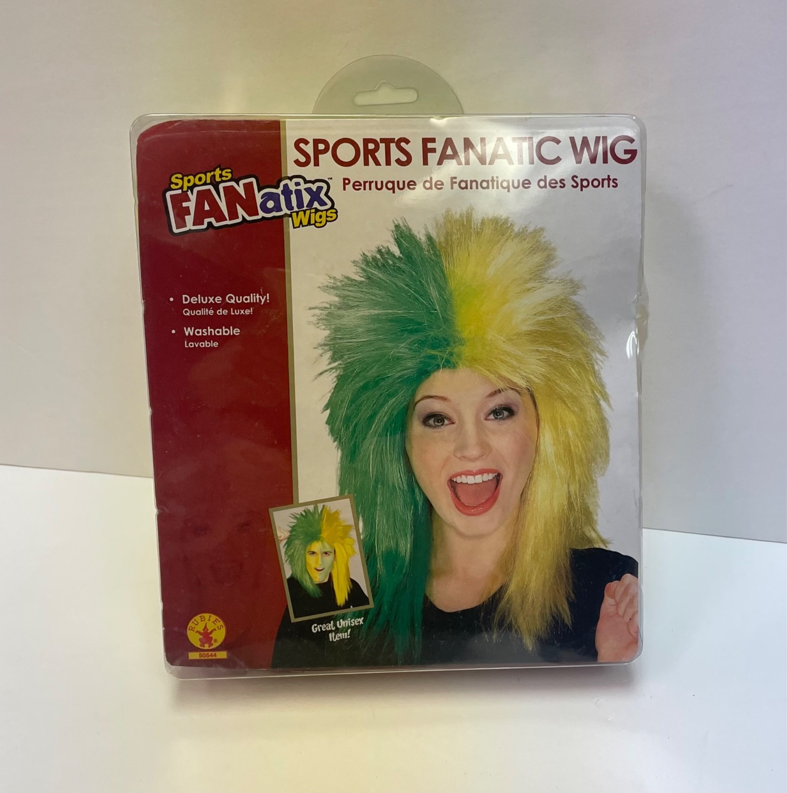 Sports FANatix wigs yellow and green spiky hair