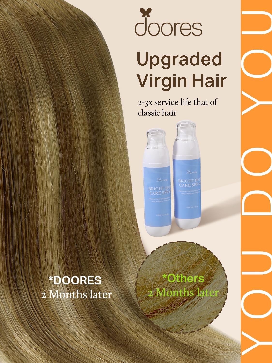 DOORES Medium Brown Highlighted Dirty Blonde 10″ 20g Human Hair Extensions