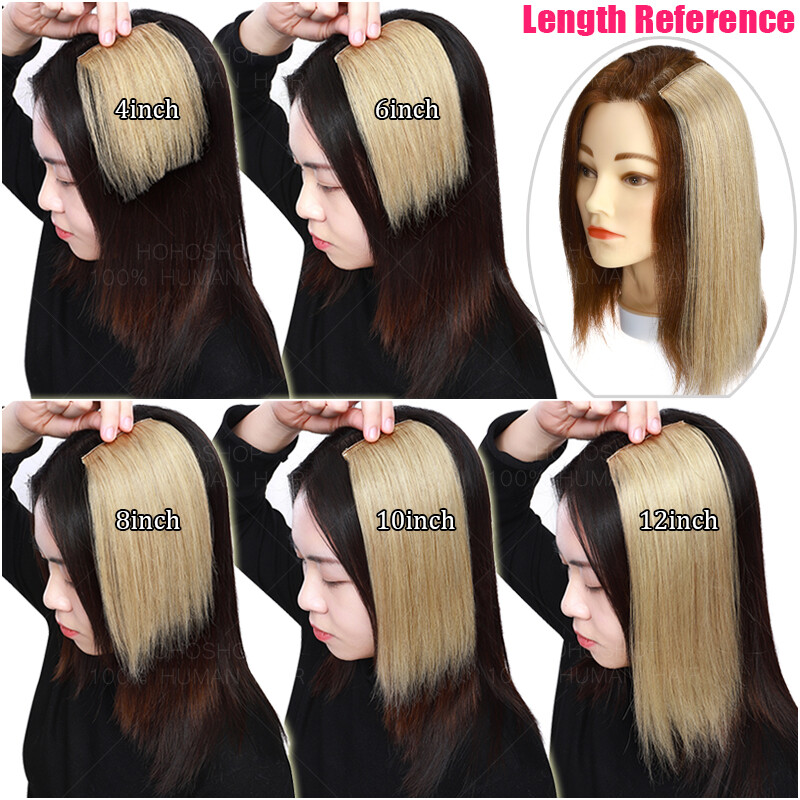 4in-12in Pad High Human Hair Root Clip In Real Hair Extensions Patches Hairpiece