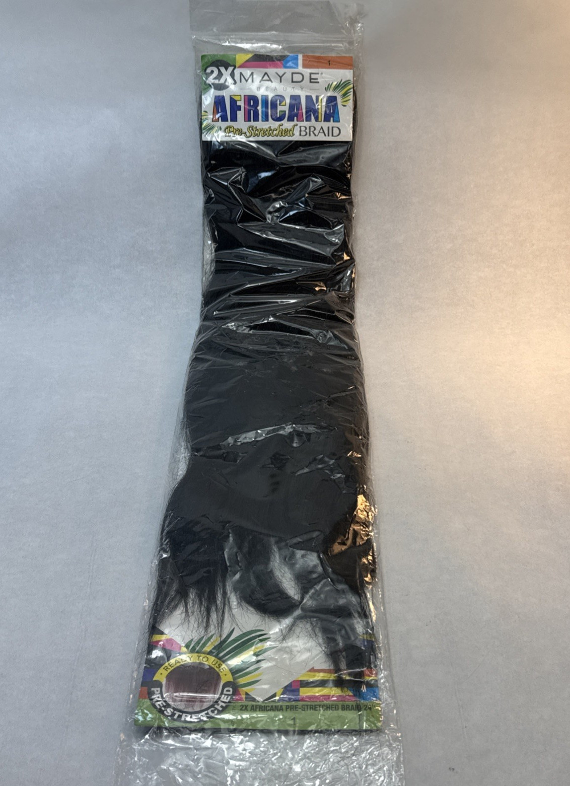 MAYDE BEAUTY SYNTHETIC PRE-STRETCHED BRAID 2X AFRICANA 24” BLACK READY NEW