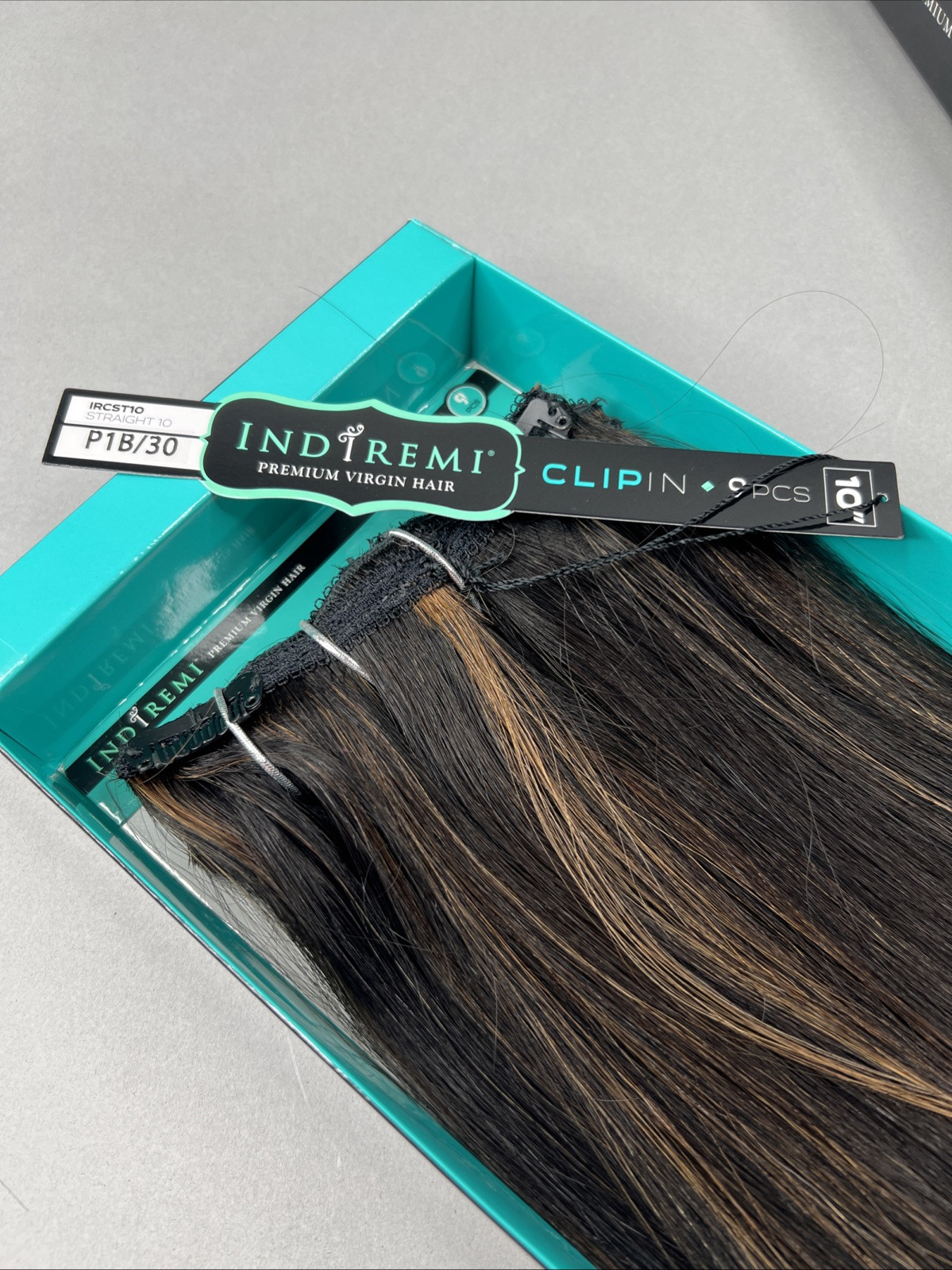 Indi Remi 9 Pc 10” Clip-in #P1B/30 Black & Honey Straight Human Virgin Hair