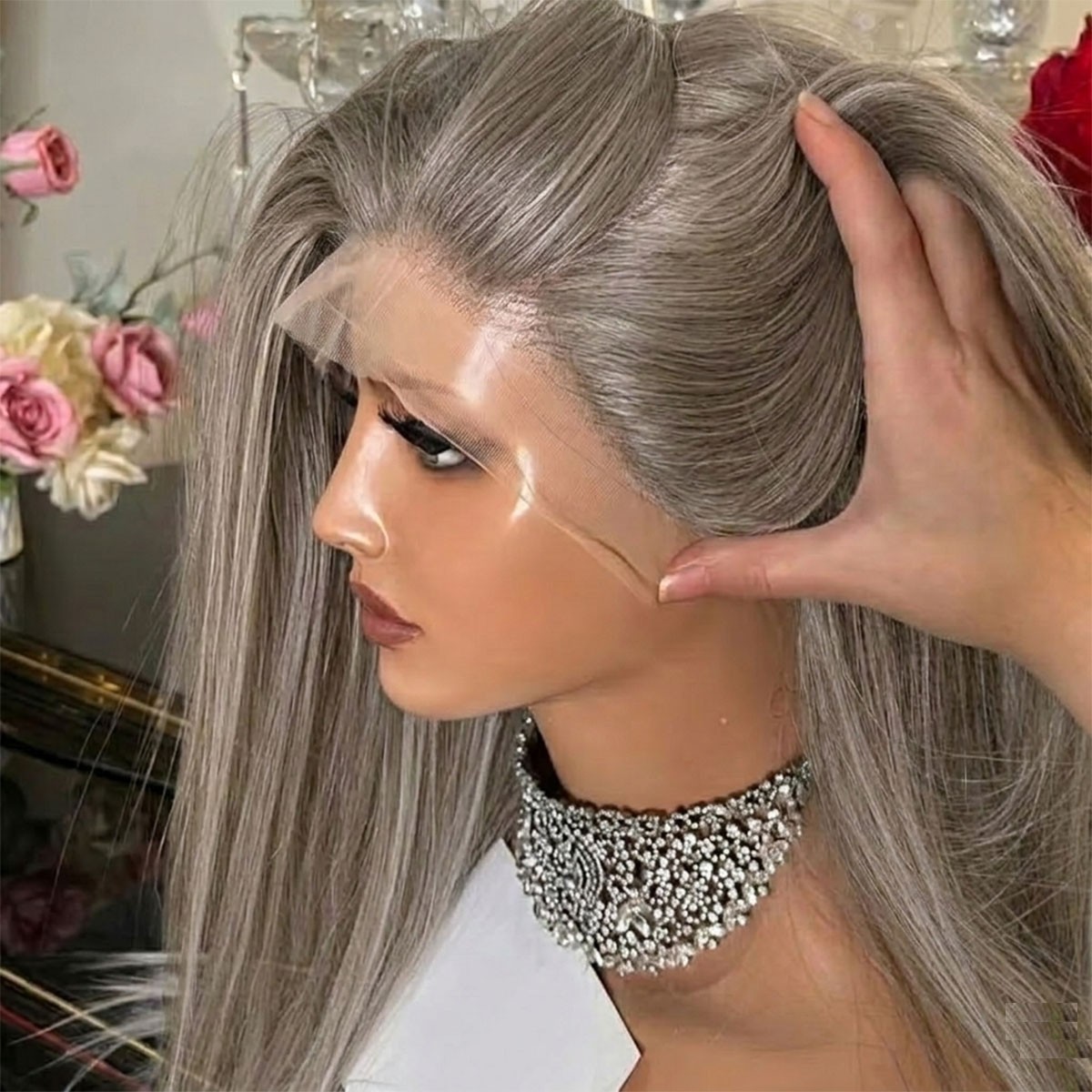 Layered Long Straight Synthetic Hair Heat Resistant Lace Front Wigs Mixed Blonde