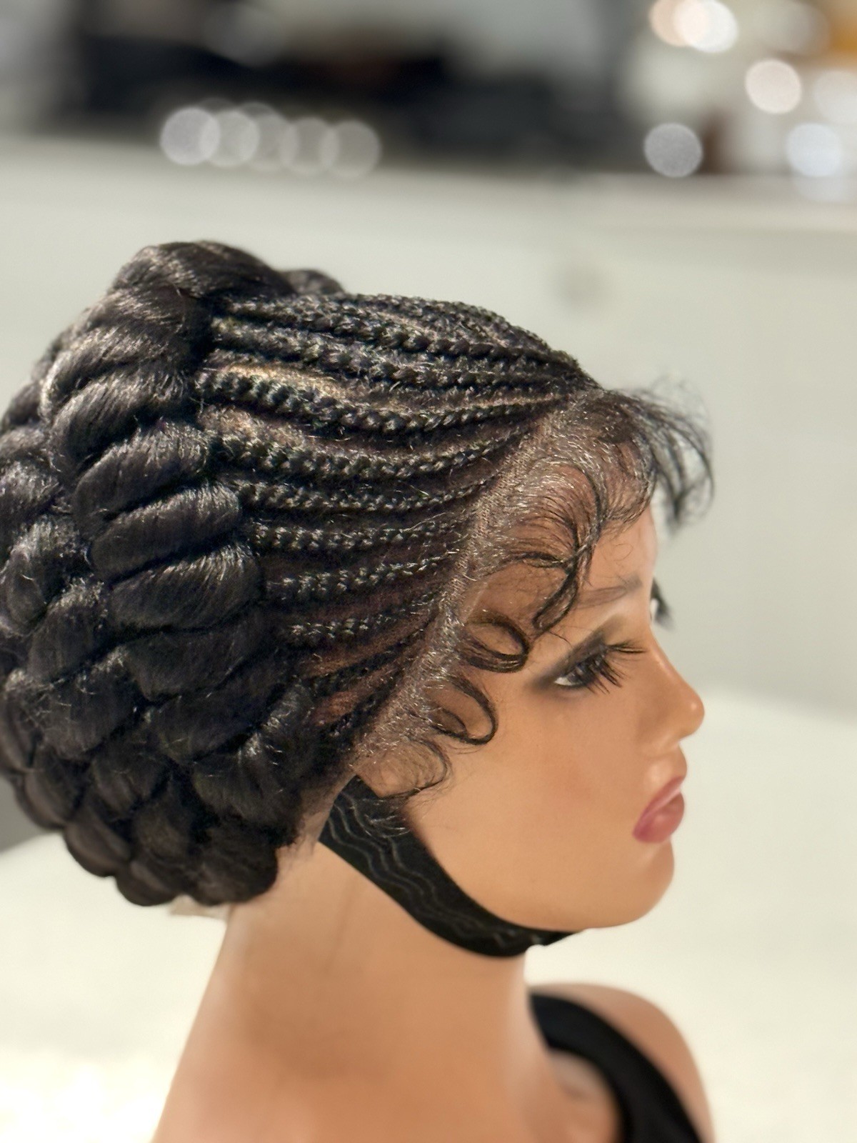 Handmade Braided Cornrow Bantu Wig. It Is Made On A Full Lace Wig.