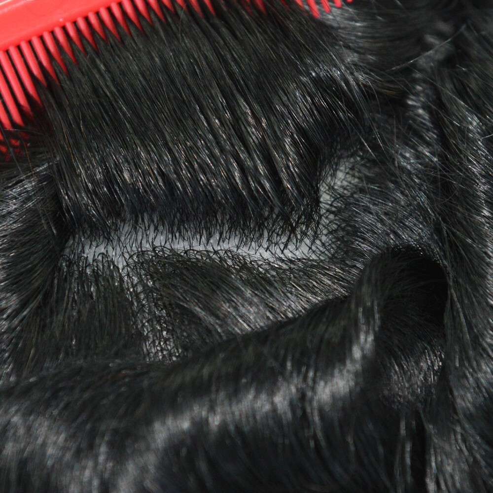 Mens Toupee Human Hair Replacement System Thin Skin Toupee Hairpiece 8X10 Black