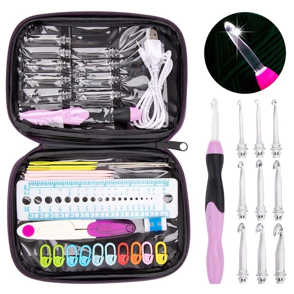 Vidillo Crochet Hooks 2.5,3.0,3.5,4.0,4.5,5.0,5.5,6.0,6.5 millimeters, Purple