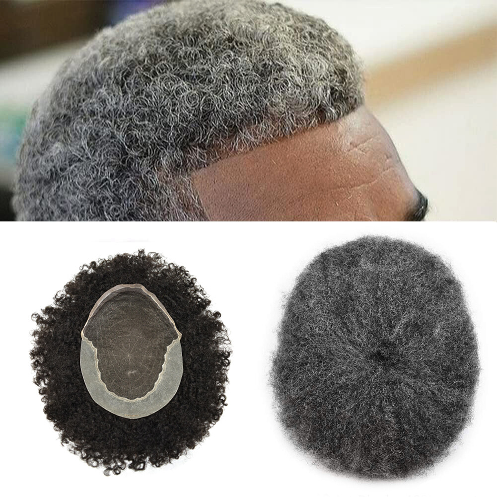 Afro Toupee for Black Men French Lace Afro Weave Kinky Curly Mens Wig Hair Units