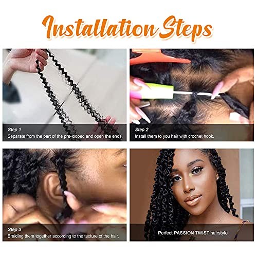 Passion Twist Hair Water Wave Crochet Braids for Black 8 Inch (Pack of 6) 1B