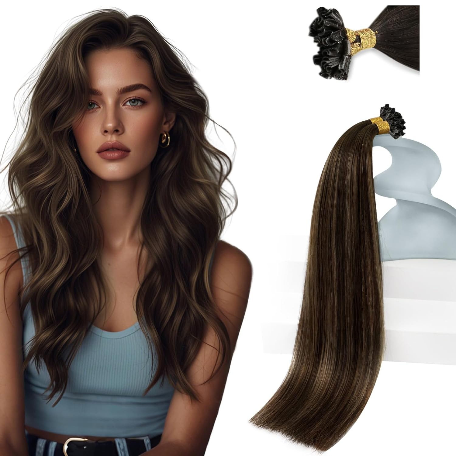 Sunny Hair U-TIP 20in Dark/Medium Brown Hair Extensions – UT_2-2-6_20_50G3