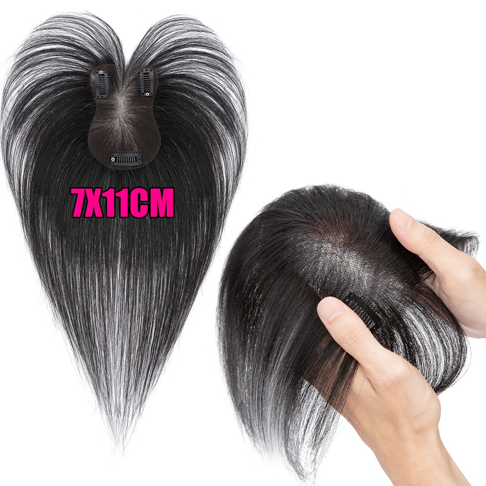 CLEARANCE 100% Remy Human Hair Topper Hairpiece Clip In Silk Lace Base Toupee US