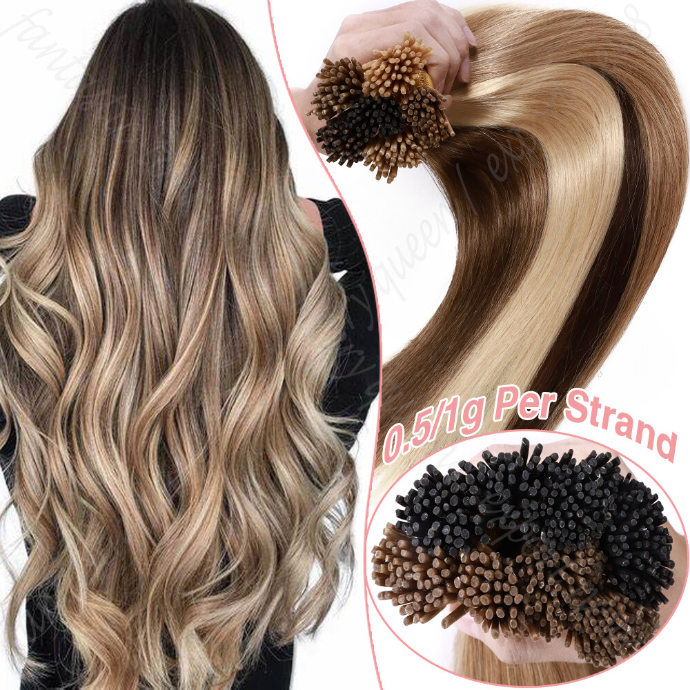Highlight Balayage Thick Bonds Micro Ring Stick I Tip Remy Human Hair Extensions