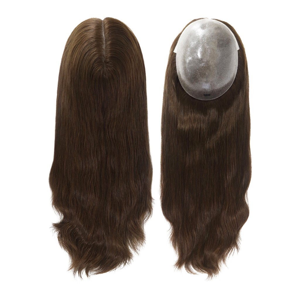 Women Top Pieces Topper Remy Human Hair Medium Brown 18” Hair TP22 7×9 #4