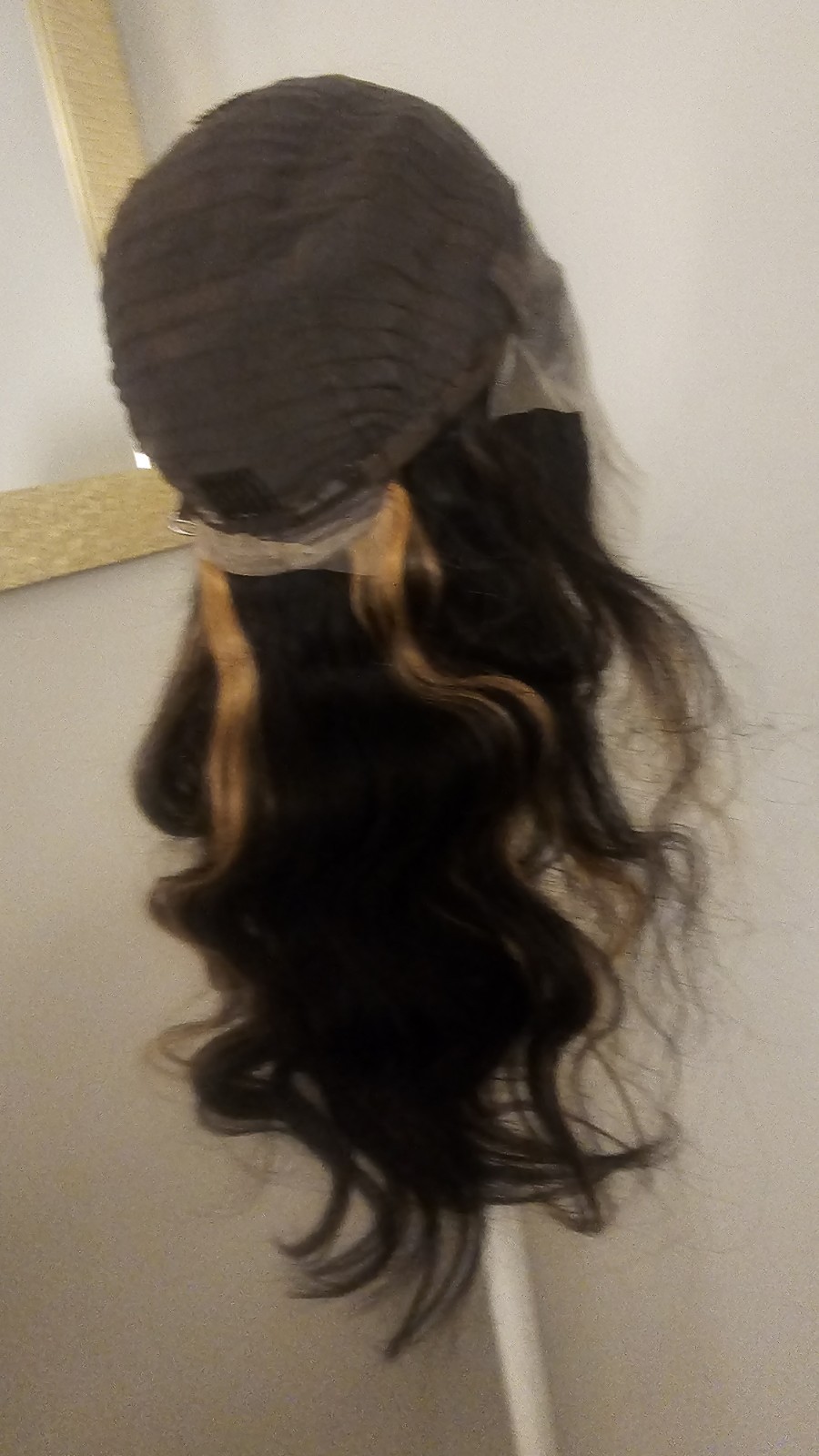 High Quality 24″ dark Brown With Ombre Highligh 100% Virgin Human Hair Lace Wig