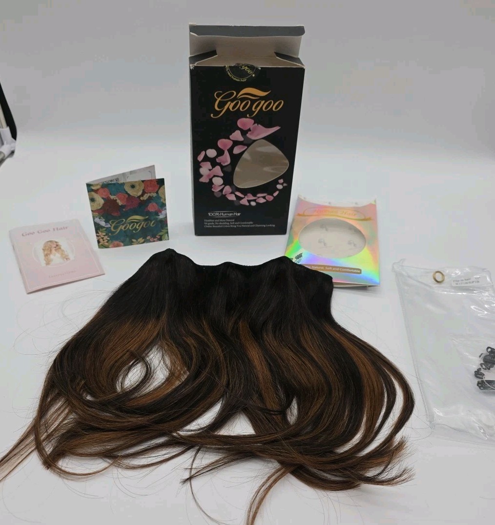 Remy Real Human Hair Extensions Clip In Halo 12″ Ombre B T1B/6 P1B New