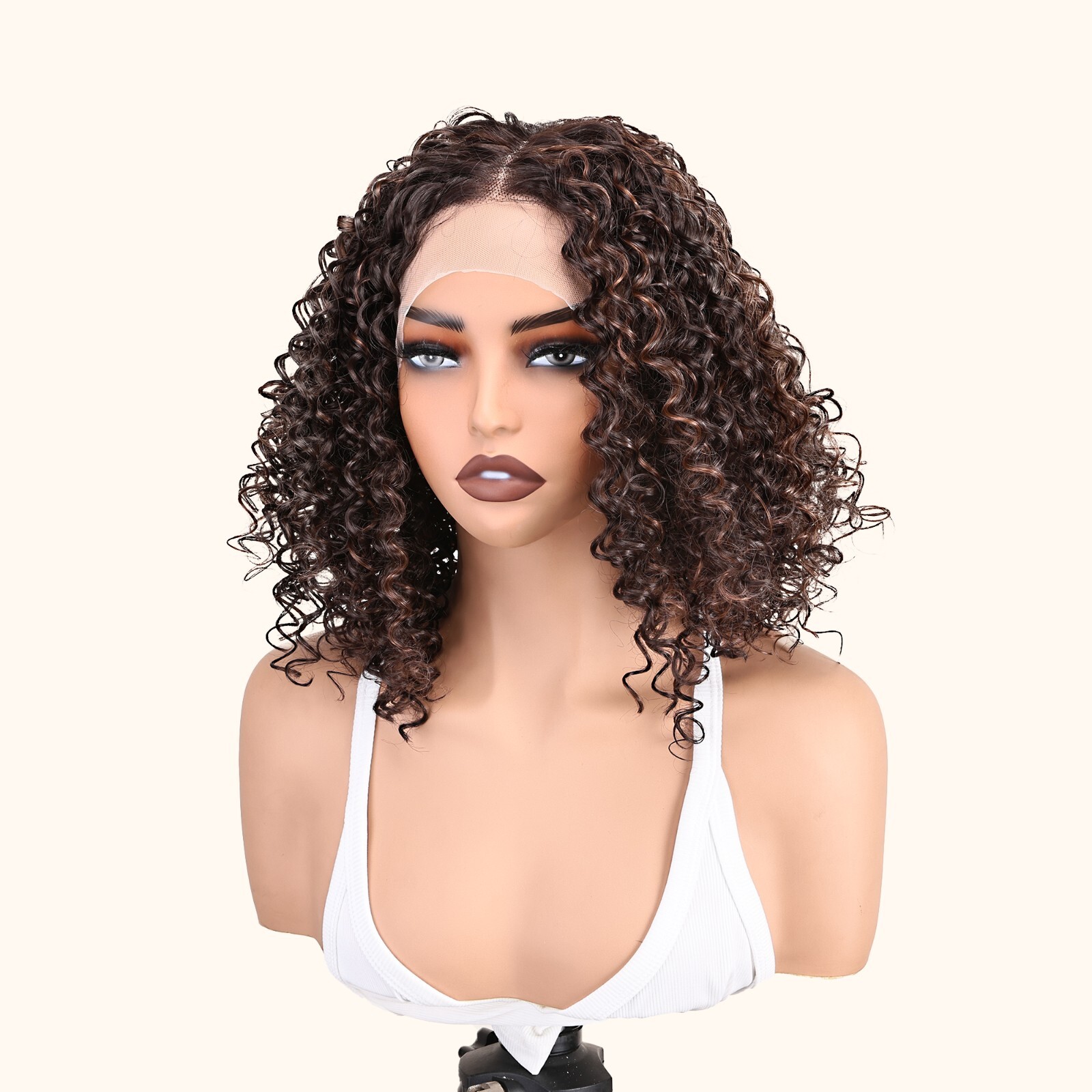 Easy-to-Wear Black Afro Curly Synthetic Wig for Women High-Density