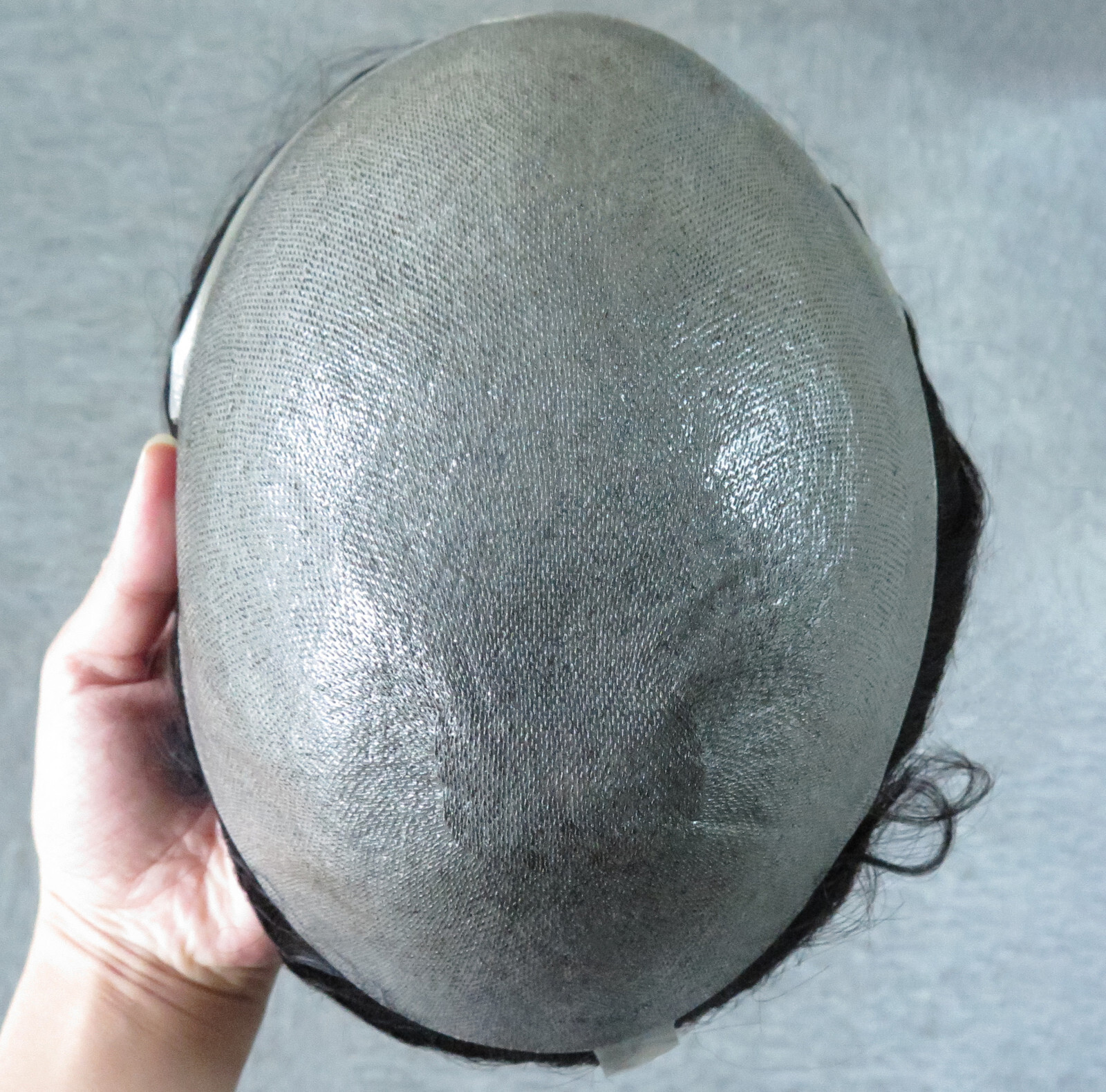 Mens Toupee Hair Replacement System Hairpiece 0.05mm Thin Skin BIO Human Hair#1C