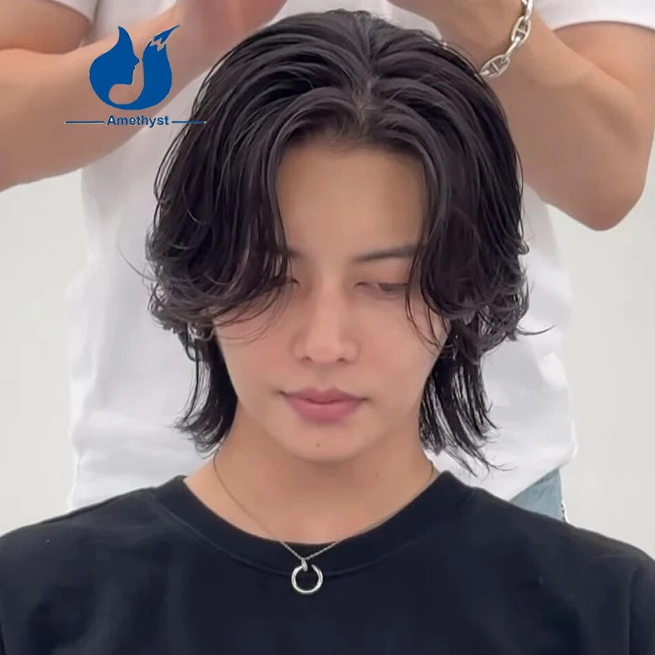 Layered Male 13×6 Lace Front Wig Brazilian Remy Human Hair Mullet Wave For Men