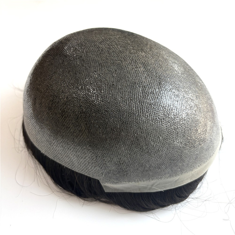 Male Hair Prosthesis 0.08-0.10mm Skin Toupee 100% Human Hair Men’s Wig