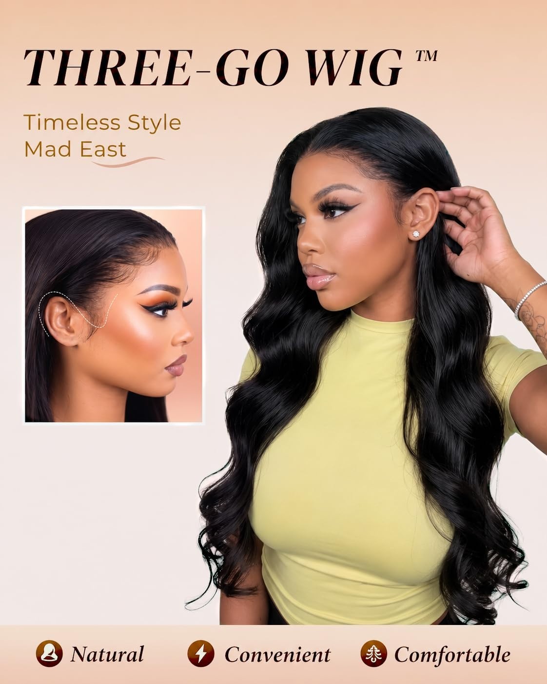 13×6 Body Wave Lace Front Wig – 230% Density, HD Transparent, Pre-Plucked, 20″ H
