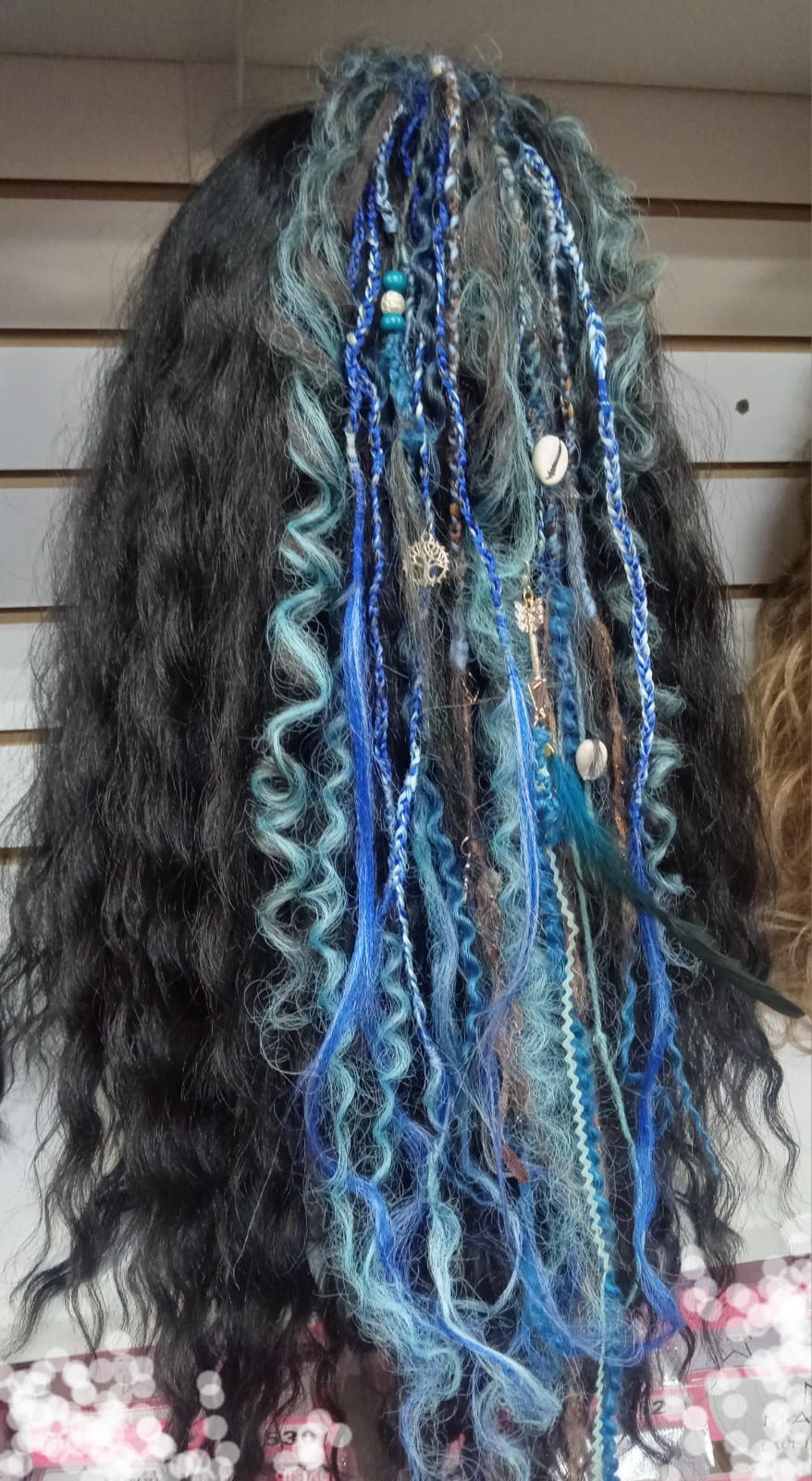 Handmade locs Extensions accent Black BLUE Braids curly gothic rave hair accesso