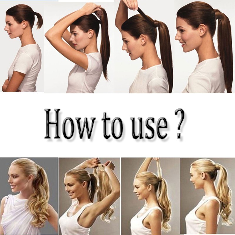 US Thick Clip In Hair Extensions Pony Tail Wrap On Ponytail Long Real As Human