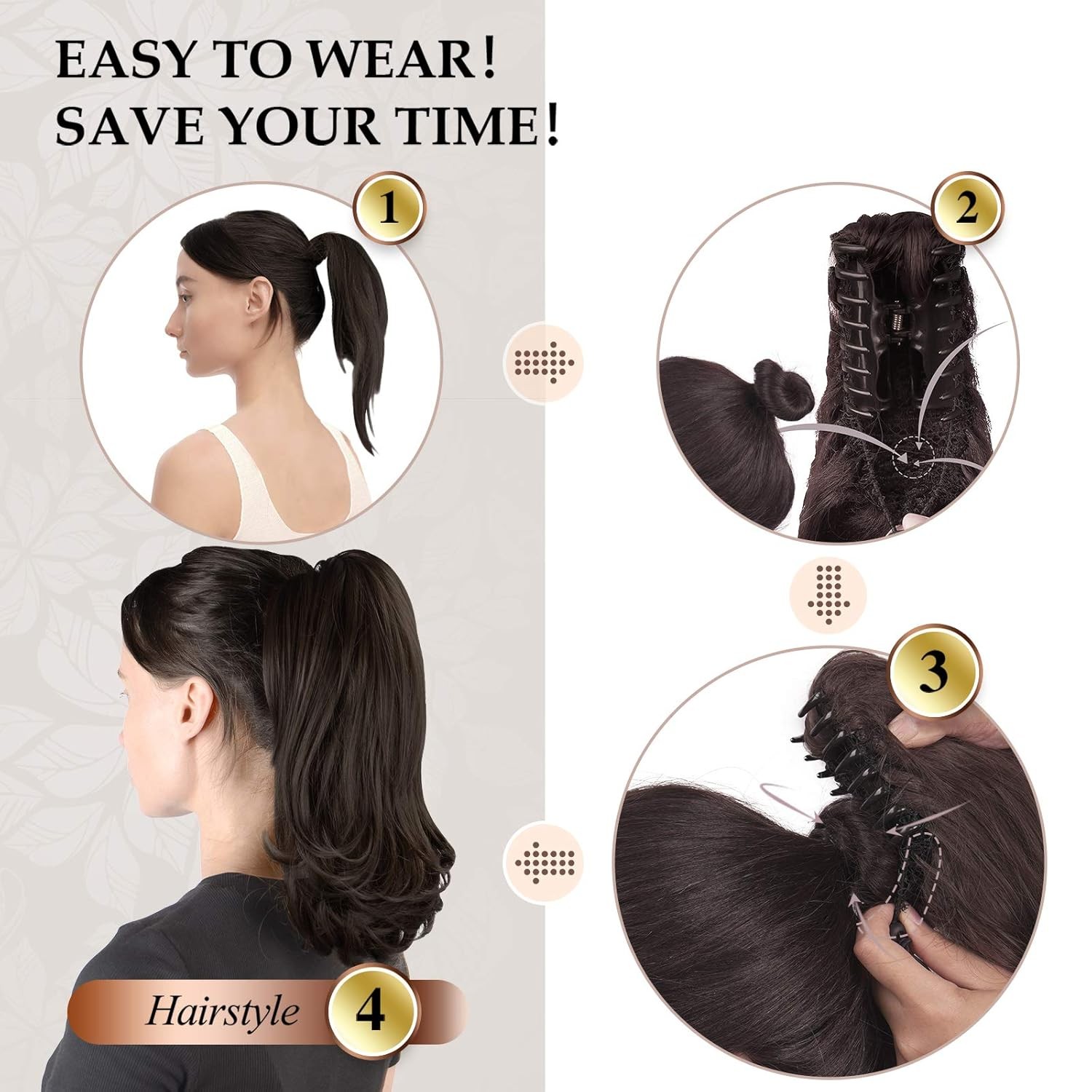 18″ Claw Clip Ponytail Extension Clip On Pony Tails Hair Extensions Women