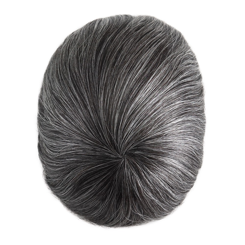 Mens Toupee Full Poly Skin Injected PU Human Hair System Replacement Wig for Men
